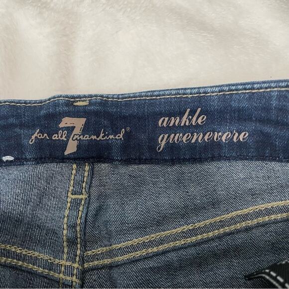 7 for all mankind ankle gwenevere jeans blue ripped denim size 24 7FAM - Picture 8 of 10